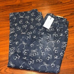 NWTS Angel Kiss Dark Blue Embroidered High-Rise Jeans Sz 29